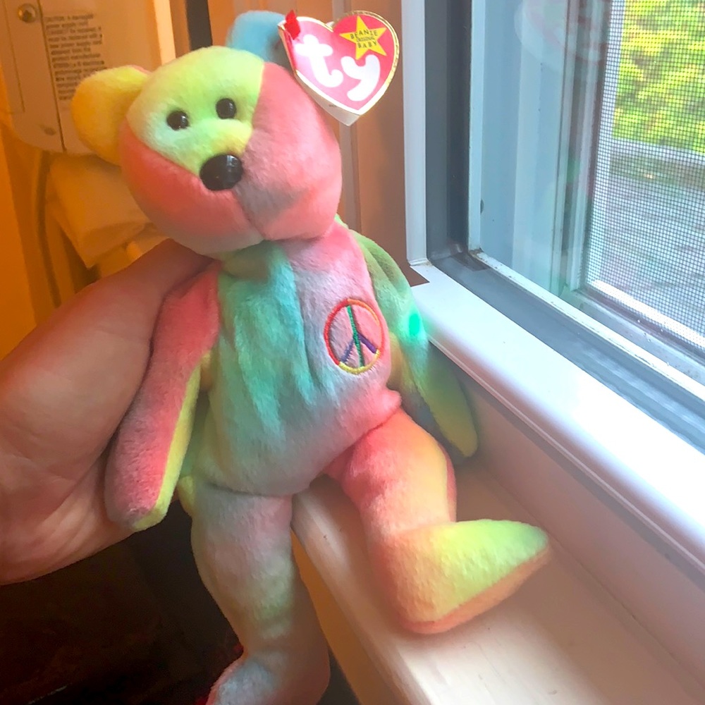 Peace beanie baby- first to be embroidered